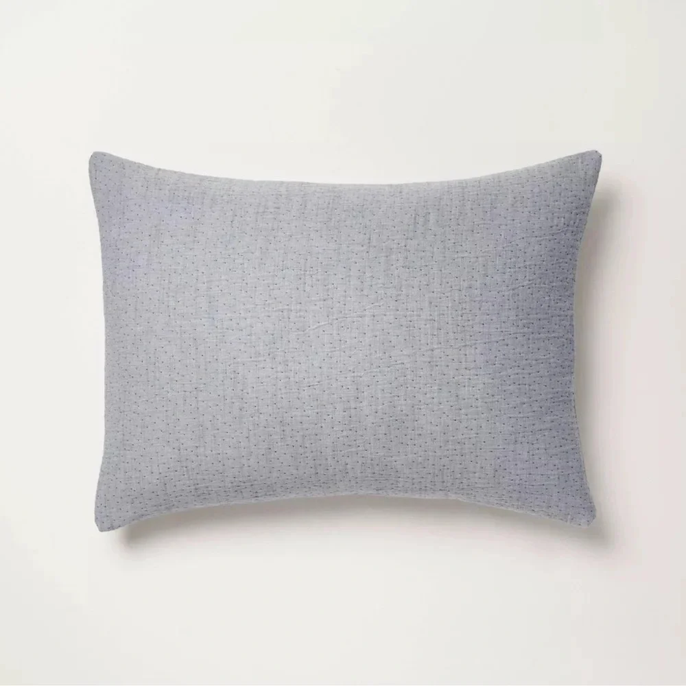 Hearth & Hand Magnolia KING Gauze Stitch Pin Dot Duvet Cover Blue NEW W/ TAGS